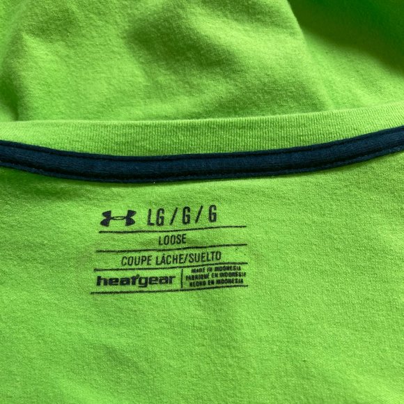 Under Armour Heat Gear Loose Heatgear Short Sleeve T Shirt Neon Green Mens Large - Picture 10 of 14